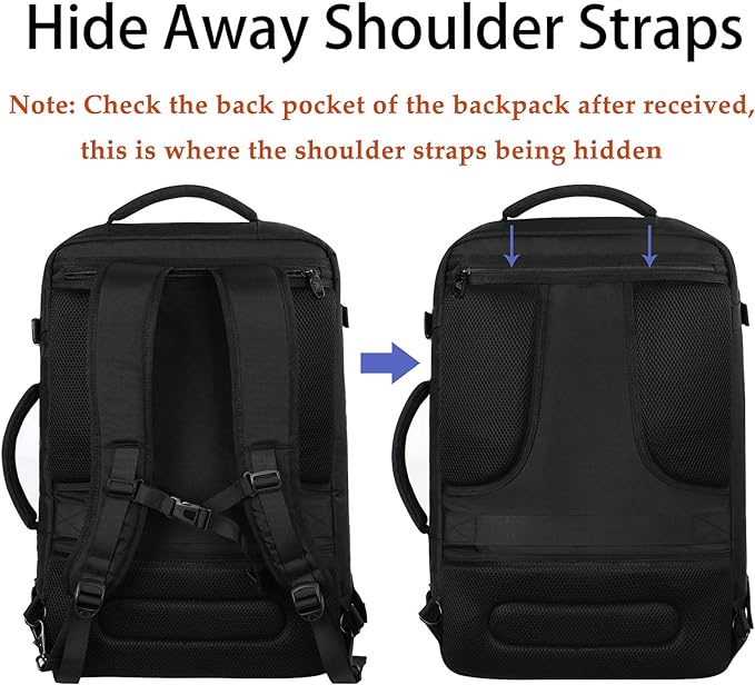 MATEIN Mens Travel Backpack, 27L Lightweight Carry on Backpack for Women, Expandable Business Backpacks, Waterproof Hiking Daypack for Outdoor Sports Rucksack Casual Daypack, Travel Essential, Black
