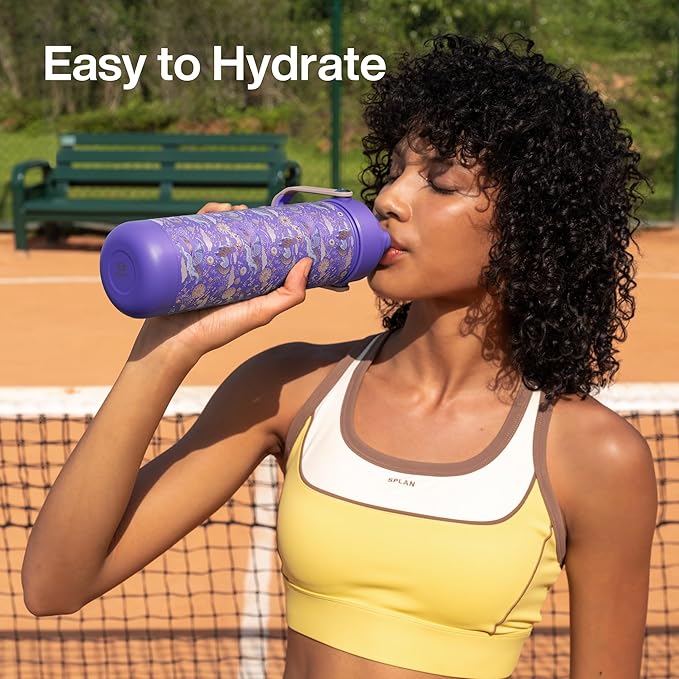 ENCOOL Insulated Water Bottle with Straw Stainless Steel Water Bottle, Leak-Proof, BPA-Free, Double Wall Vacuum Keeps Cold for 24 Hours for Sports, Travel, School (26 oz, Stellar Steed)