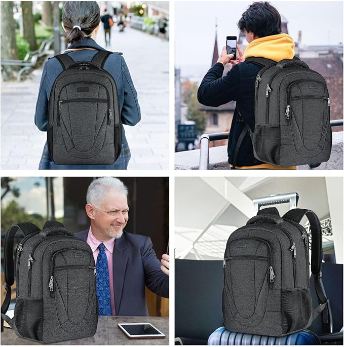 BIKROD Travel Laptop Backpack, 17 Inch Extra Large School Backpacks for Teen Boys and Girls, Black Water Resistant Women Back Pack, Business Men Sturdy Computer Bag
