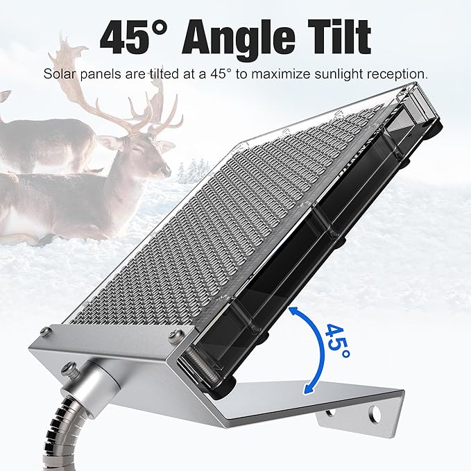 6V Solar Panel Battery Charger for Deer Feeder, 1.7W Waterproof Solar Panel with Mounting Bracket and Alligator Clips