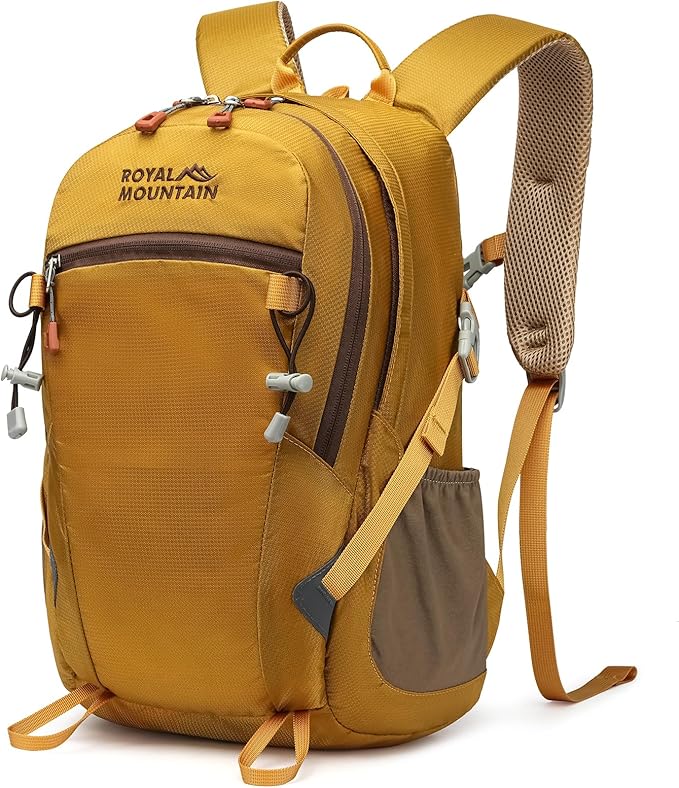 Hiking Backpack With Rain-cover, 30L Travel Backpacks For Women Men, Camping Daypack Backpacks Lightweight, Durable Hiking Backpack Fit For Camping, Daily Commuting, Short Trips (Yellow)