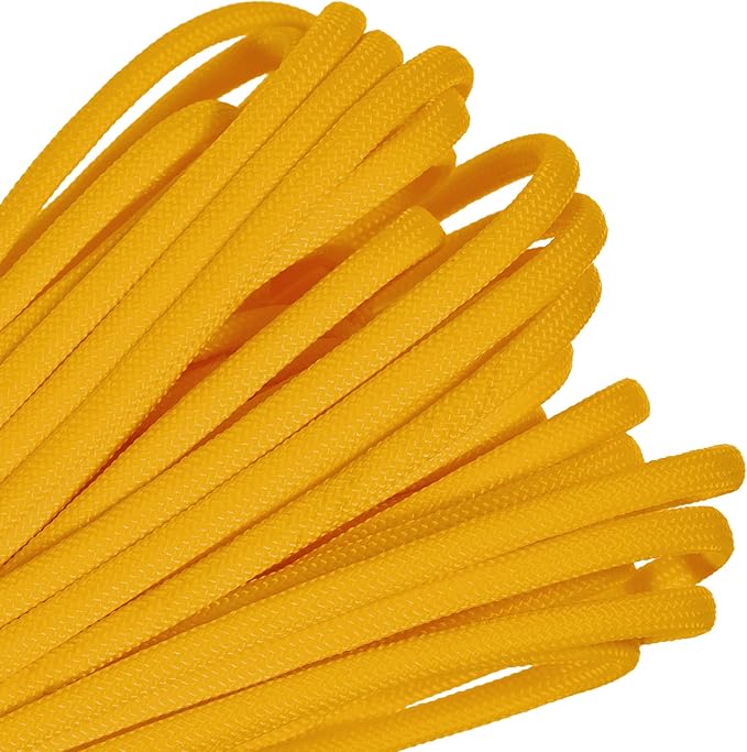 Paracord Planet Solid Color 550lb Paracord – 7 Strand Type III Nylon Cord for Indoor and Outdoor Tasks – Yellow (100 ft)