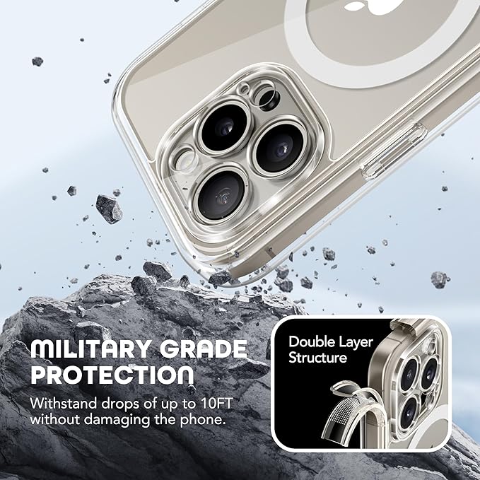 TIESZEN for iPhone 15 Pro Case, Compatible with MagSafe, Built-in Privacy Screen Protector and Camera Protection, Anti Spy Full Body Dustproof Shockproof Hard Phone Case 6.1", Transparent