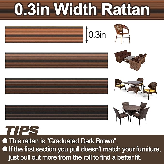 Biggun 120ft Wicker Repair Kit - Rattan Patio Chair Sofas Repair Supplies for Outdoor Lawn Furniture, Premium New Materials Basket Weaving Webbing Replacement Parts