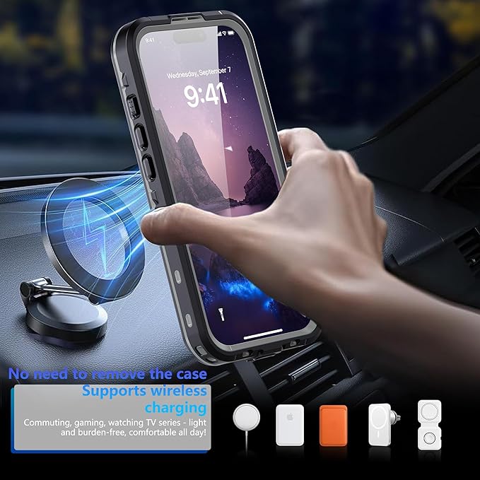 Waterproof Case for iPhone 17 Pro – IP68 Submersible Shield with Built-in Screen Protector, Shockproof Military-Grade Armor, Full-Body Heavy-Duty Protection, (Black)