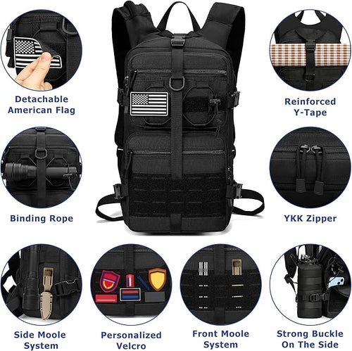 1050D Tactical Hydration Backpack with 3L TPU Water Bladder, Military Molle Water Backpack Perfect for Men & Women, Hydration Pack for Hiking, Biking, Running, Climbing, Hunting, Daily Use