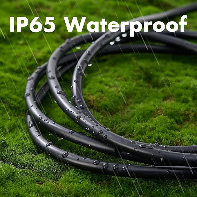 1ft Black Extension Cord Waterproof, UL Listed, 16/3 SJTW Heavy Duty 3 Prong, 16 Gauge 13A Power Cord Ideal for Lights, Appliances, and Lawn