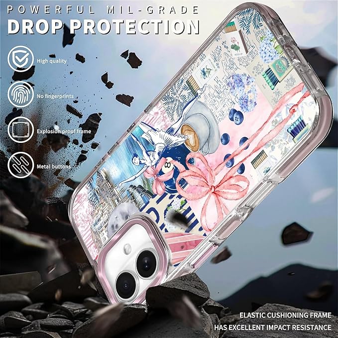 Case for iPhone 16,[Compatible with MagSafe],Pink Bow Girly Coquette Collage Phone Case Design，for Women Girls Magnetic Clear Cover - Slim, Sleek, & Shockproof Protection