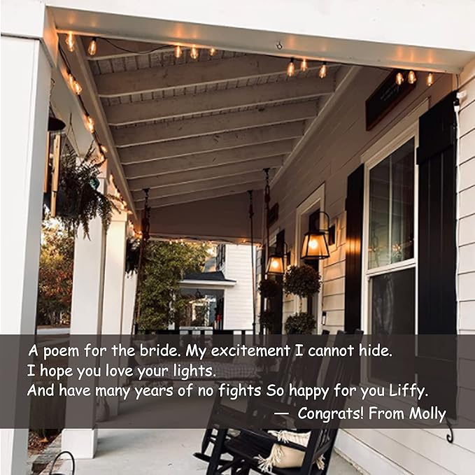 DAMAING Outdoor String Lights 50FT Waterproof,LED Patio Lights Dimmable with 27 Bright Shatterproof Retro Bulbs,Vintage Edison String Hanging Lights for Outside Bistro,Backyard,Balcony,White Cable