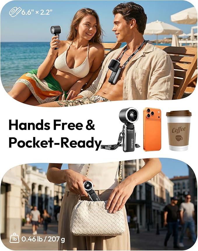 Gaiatop Portable Handheld Turbo Fan, 15 Hrs Cooling, 180° Foldable 4-in-1 Hand Held Fans, 6-Speed (1-100) Personal Mini Handheld Fans, Small Portable Fan for Travel, Working, Outdoor Women Gifts Black