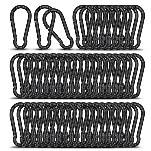 Small Carabiner Clip Hook, 1.97 inch 50 pcs Black Heavy Duty Spring Snap Hook Key Chain, Carabiners Clips for Outdoor Camping, Swing Set, Hammock, Hiking Travel, Fishing, Quick Link Keychain