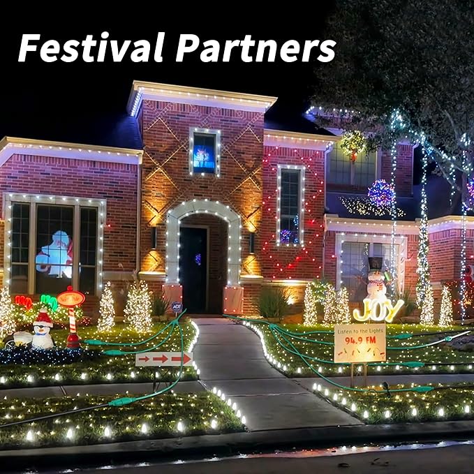 13 FT End to End (7+6+6+6) 1 to 3 Splitter Outdoor Extension Cord with Multiple Outlets; 16/3 SJTW Green Extension Cord Outdoor Waterproof for Christmas Lights; 16AWG 13A 1625W ETL
