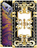Compatible with iPhone Xs Max Case, Gold Grain Flowers Luxury Golden Decoration for Girl Women Soft TPU Shockproof Protective Hard PC Back for iPhone Xs Max