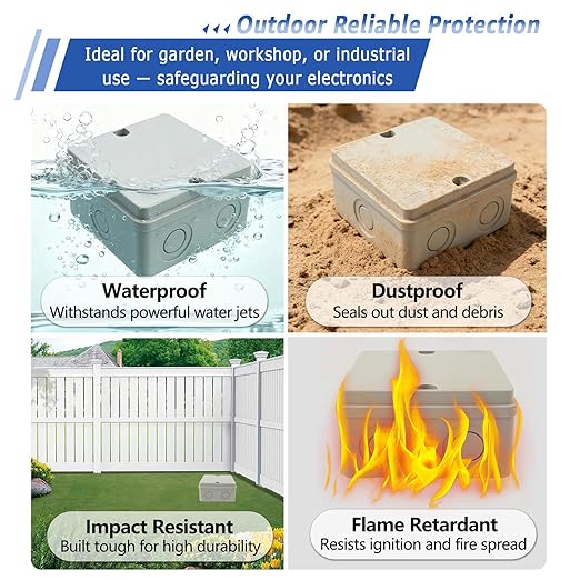 NineLeaf Junction Box, Waterproof Electrical Box IP66 Water Resistant Dustproof ABS Plastic Project Enclosure for Electronics, External Size 4.2 x 4.2 x 2.3 inch (107 x 107 x 58 mm),6PK