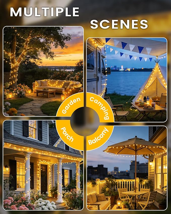 2Pack 240LED Solar String Lights Outdoor | Total 92FT Waterproof Solar Christmas Lights with 8 Modes & Memory, Auto On/Off Solar Powered Lights for Xmas Tree Garden Patio Wedding Decor (Warm White)