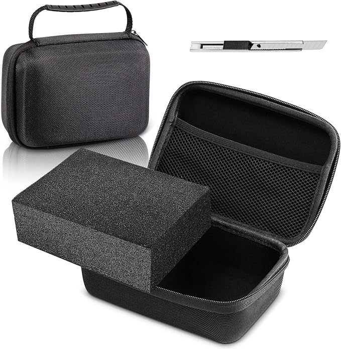 Relaxweex EVA Hard Case with Customizable Foam 7.1 x 4.7 x 3.1 Inch Protective EVA Carrying Case Shockproof Outdoor for Camera, Digital Products, Electronic Instruments with Knife, Black