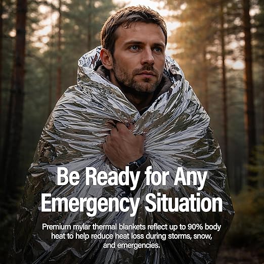 Ever Ready First Aid Mylar Rescue Blanket, Large Silver Thermal Sheet for Emergency and Survival, 54” x 84”