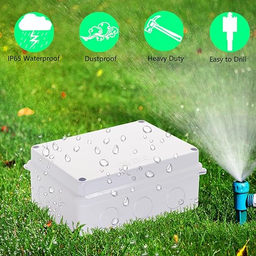 Junction Box, 2Pcs Reserved Holes Electrical Boxes Waterproof IP65 ABS Plastic Electrical Power Cord Enclosure Project Box White 7.9 x 6.1 x 3.1 inch(200x155x80mm)