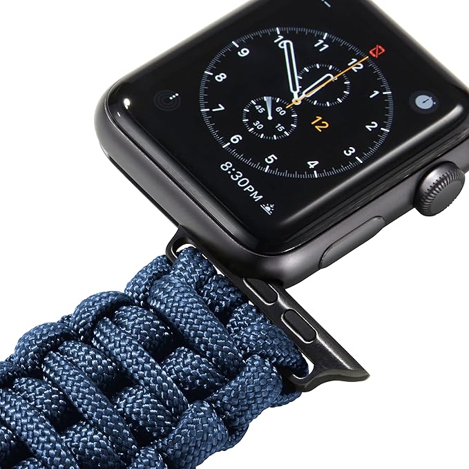Savior Survival Gear Paracord Watch Band - Compatible with Apple Watch Band 49mm 46mm 45mm 44mm 42mm - iWatch Band Series Ultra 10 9 8 7 6 5 4 3 2 1 SE – Adjustable strap for men (Dark Blue, X-Large)