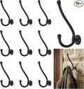 Mystic Colonial Rustic Cast Iron Wall Hooks, Heavy Duty Retro Utility Hanger, Multi Purpose Wall Mount Hooks for Hanging Coat, Bag, Towel, Robe, Hat, Pack of 10-8" x 1.5"