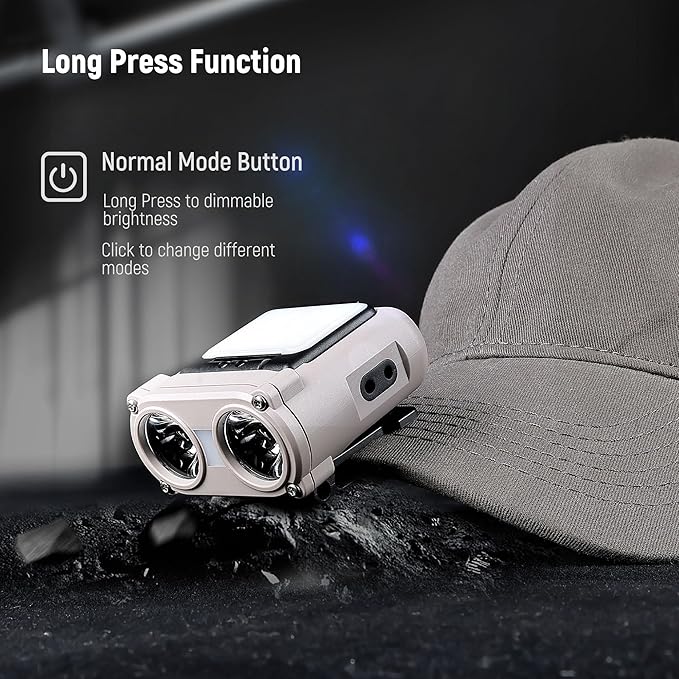 Hopedone LED Hard Hat Light, 800Lumens Rechargeable Dimmable Clip on Cap Lights, 180°Adjustable Hat Flashlight Headlamp Waterproof for Running, Camping, Hunting, Cycling (Olive Green)