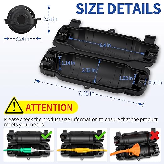 3 Pack Outdoor Extension Cord Safety Cover with Waterproof Seal IP54 Water-Resistant, Weatherproof Electrical Connection Box with 2 Latches, Plug, Socket, Holiday Decoration Light, Black