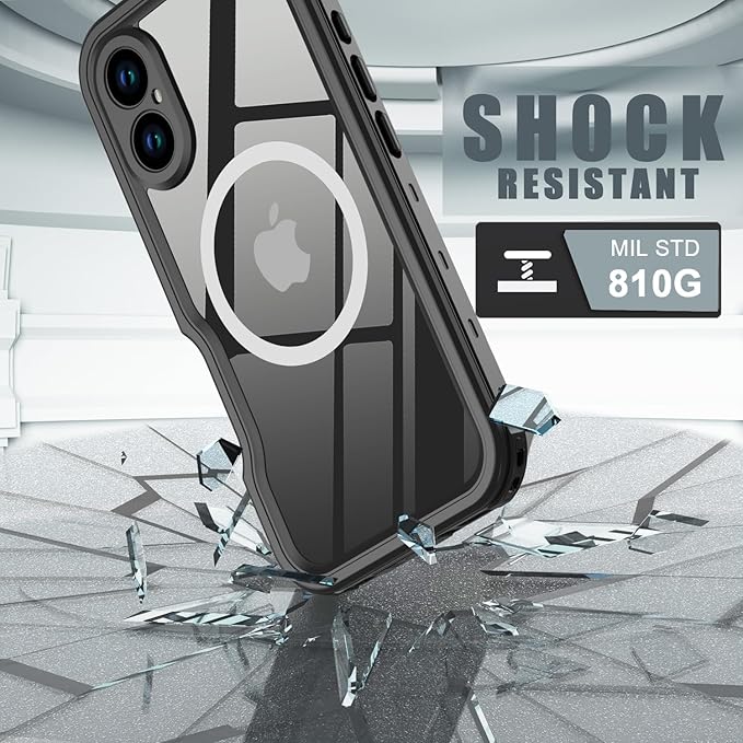 for iPhone 16 Plus Case Waterproof, [Shockproof] [Dustproof] [IP68 Waterproof] Full-Body Hard Case Built-in [Lens Screen Protection] for Diving Case (Black, for iPhone 16 Plus 6.7in)