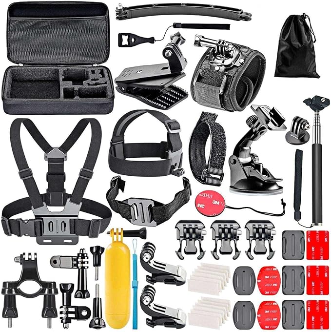 Navitech 50-in-1 Action Camera Accessories Combo KIt with EVA Case Compatible with Campark 4K UHD Sport Action Camera