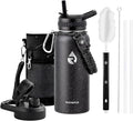 RAYMYLO Insulated Water Bottle 32 oz, Triple Wall Vacuum Stainless Steel (Cold for 24Hrs, Hot for 12Hrs), Leak Proof & Non-BPA, Modern Water Flask Jug with Paracord Handle & Straw Spout Lids