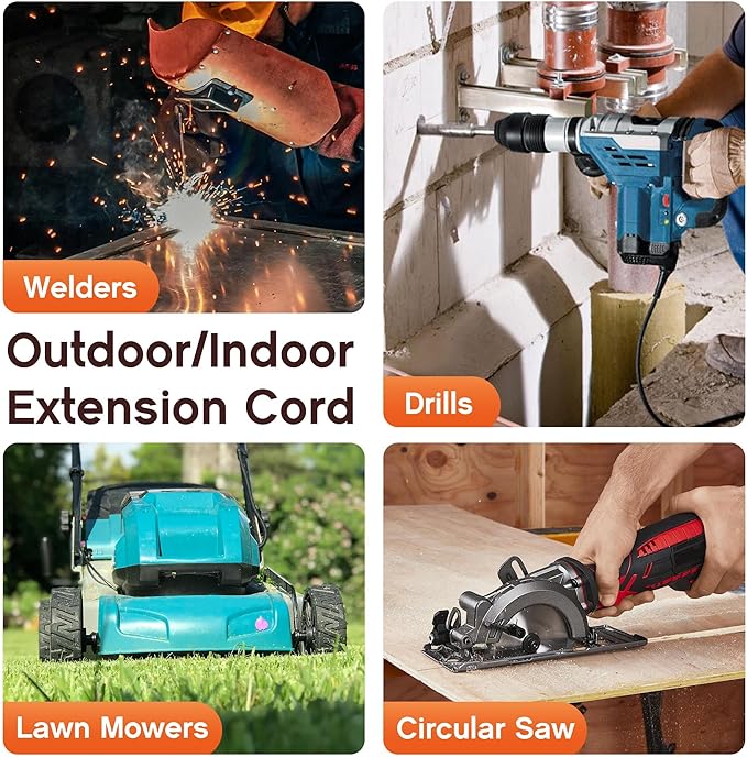 12AWG 25 FT Heavy Duty Outdoor Extension Cord Waterproof with Lighted End, 12 Gauge Extension Cord Flexible and Cold Resistant 3 Prong Grounded Plug,15Amp 1875W Yellow SJTW ETL Listed