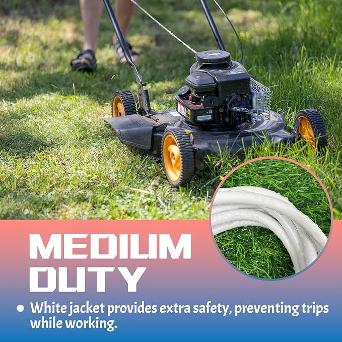 Indoor Outdoor Extension Cord 20 FT, 16/3 SJTW Weatherproof White Electrical Cords, 13 AMP Heavy Duty 3 Prong Power Cable Great for Garden, Landscaping & Holiday Decorations