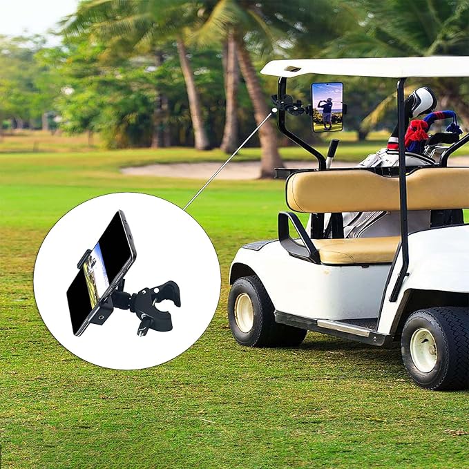 Phone Holder with Clamp，Cell Phone Holder Mount Clip for Golf Cart,Wheelchair Walker,Universal Phone Mount Holder.