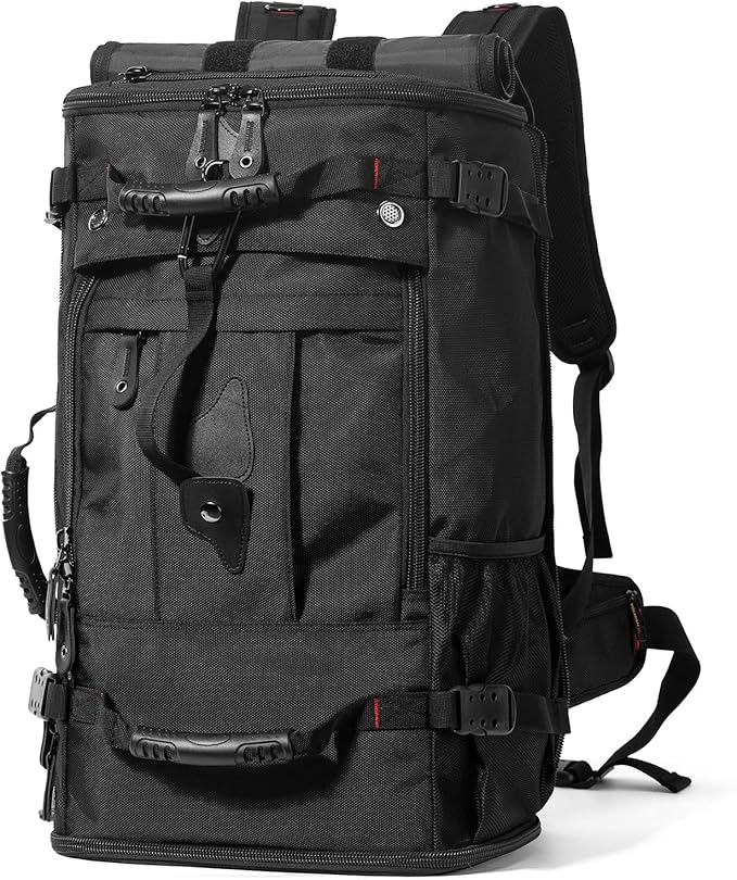 YOUMIAN Large Capacity For Travel Hiking Sports Carry On Backpack Durable Convertible Duffle Bag Laptop airplane (Black, 60L-Large DualMainOpening)