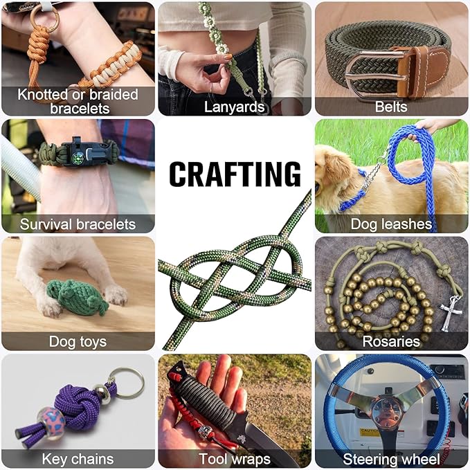 Paracord Rope 550 lb - 200ft 5/32" Parachute Cord 4MM 7-Strand para Cord - Heavy Duty Spool String for Survival,Camping Gear, Survival Bracelet, Clothesline - Camo Green