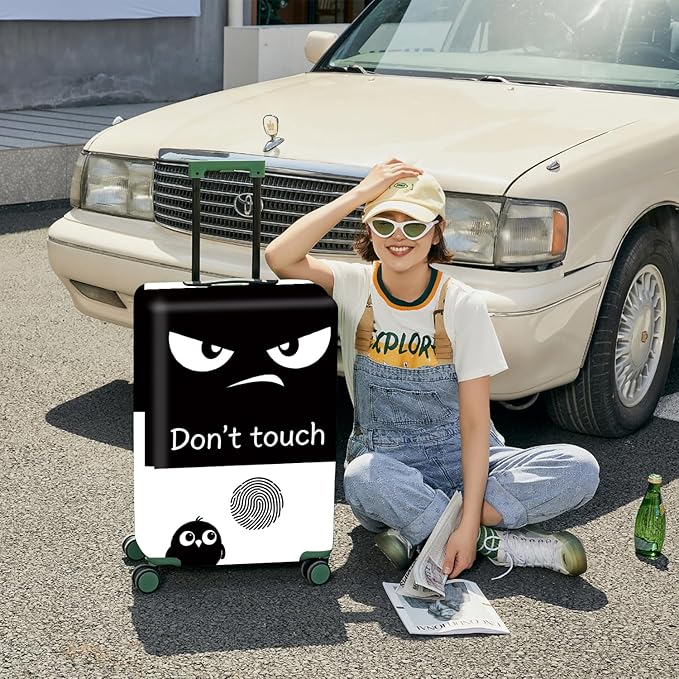 ANNA QUEEN Funny Don't Touch Luggage Cover,Stretchable Suitcase Protector Sleeve,Fit for 24-26 Inch Checked Baggage,Water Resistant Durable Luggage Protector