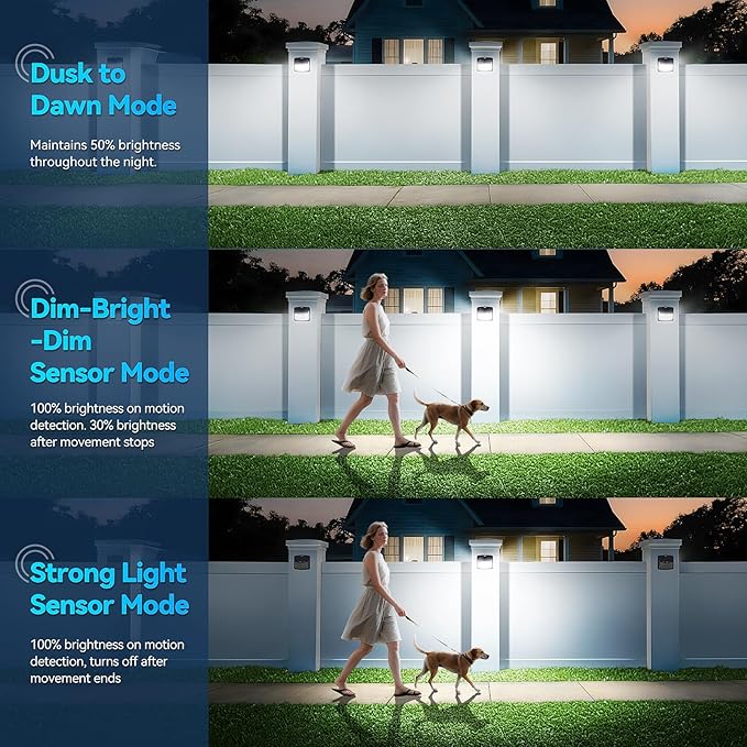 CLAONER Solar Lights Outdoor, [128 LED/12 Packs] Motion Sensor Lights 3 Working Modes for Outdoor with 270° Wide Angle Wireless IP65 Waterproof Security Light for Fence, Patio, Cold White