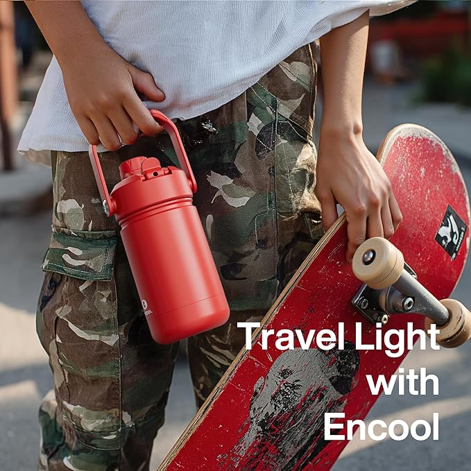 Kids Insulated Water Bottle with Straw - 12oz Stainless Steel Water Bottle with Dual Spouts, Leak-Proof, BPA-Free, Double Wall Vacuum Keeps Cold for 24 Hours for Sports, Travel, School (Persian Rose)