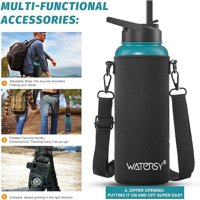 40oz Insulated Water Bottle (Cold for 48 Hrs),BPA Free&Leak Proof,Stainless Steel Water Flask,Water Jug with Straw Spout Lids for Gym,Hiking,Travel,Gradient Blue