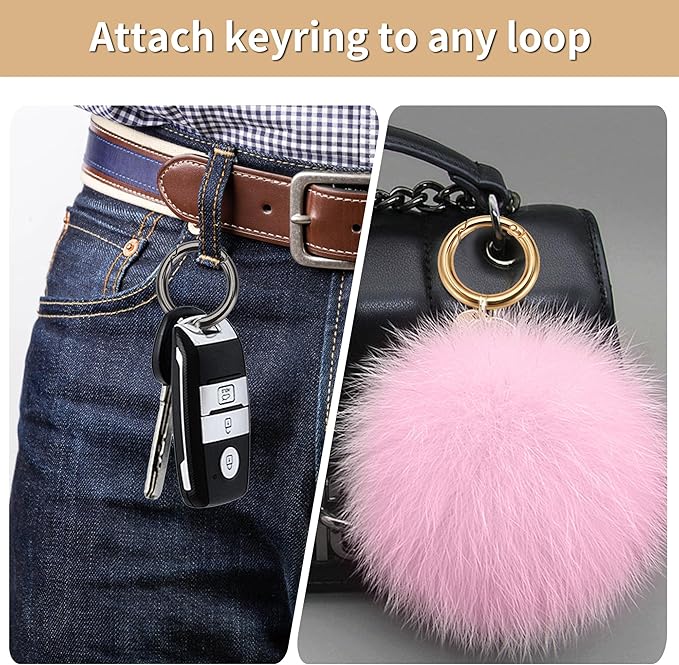 Gkeygo Key Ring Clip, 1 Inch Keychain Rings, 8 Pack Round Carabiner Clip for Keys, Buckle, Bags, Purses - Key Chain Hooks Replacement Keychains Lanyard DIY Crafts - Black, Gold
