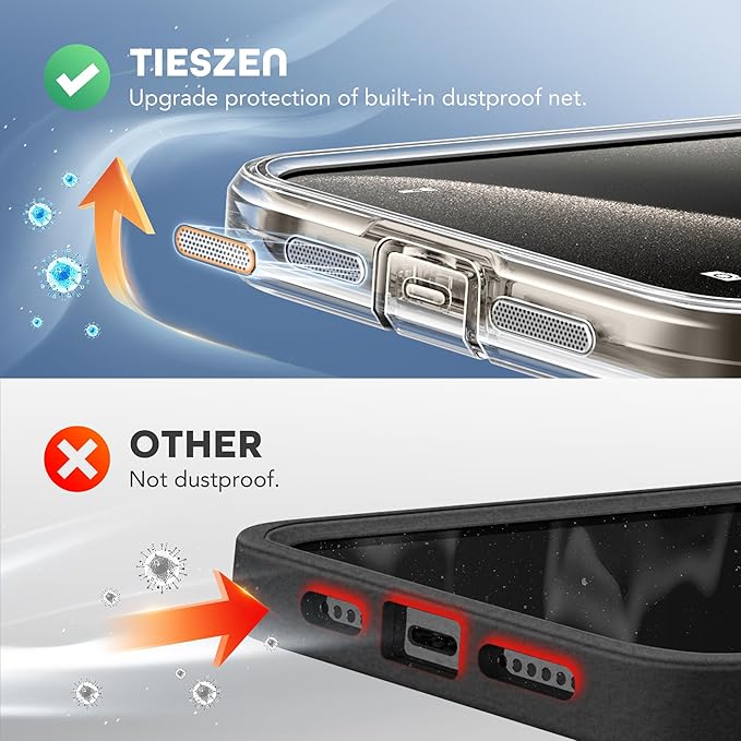TIESZEN for iPhone 15 Pro Max Case, Compatible with MagSafe, Built-in Privacy Screen Protector and Camera Protection, Anti Spy Full Body Dustproof Shockproof Hard Phone Case 6.7",Clear