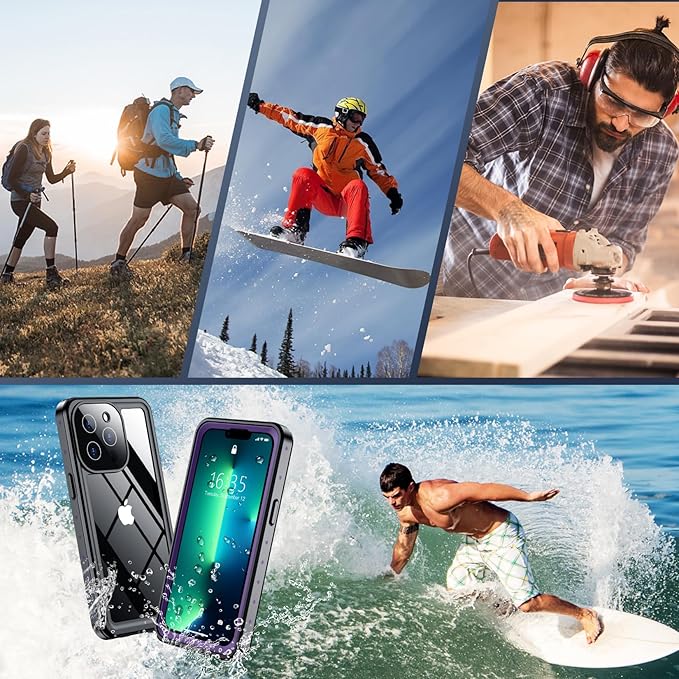 SPIDERCASE for iPhone 13 Pro Case Waterproof, Built-in Lens & Screen Protector, Full Heavy Duty Protection, 12FT Military Shockproof, Dustproof, Anti-Scratched Phone Case,Purple