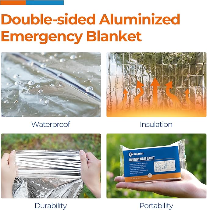 Emergency Blanket for Camping & Survival 30 Packs, 84" L x 52" W, Professional Grade Reusable Space Blanket, Provides Thermal Protection for Hunters, Hikers & Preppers in Snow and Cold Weather