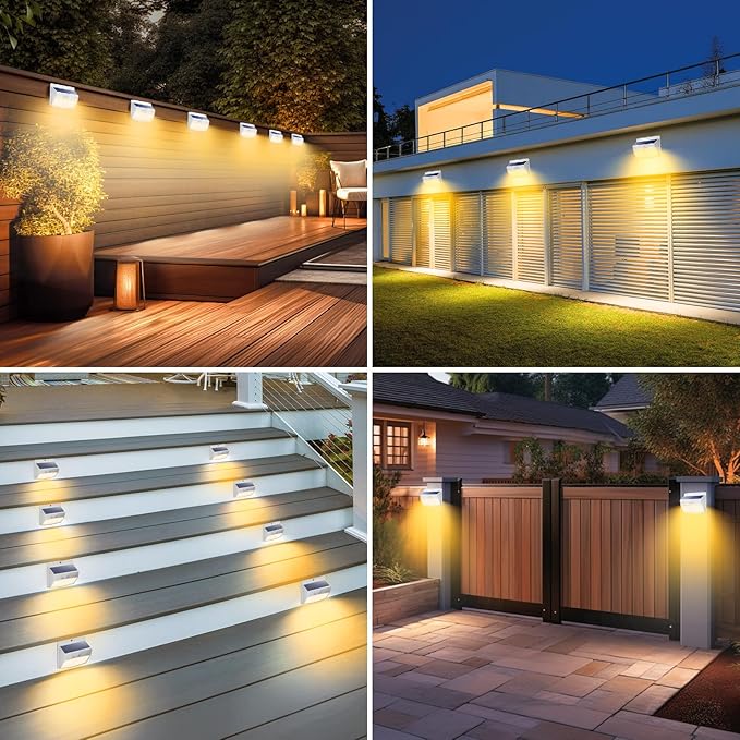 Peasur 16 Packs Solar Outdoor Lights Motion Sensor Solar Security Lights Waterproof with 3 Lighting Modes Solar Powered Wall Lights Outside for Garden Fence Yard Deck, Warm White