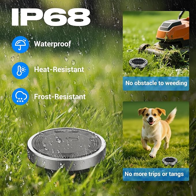 Peasur Solar Ground Lights Outdoor, 12 Pack Flat Solar Powered Disc Lights, IP68 Waterproof, Anti-Rust, Landscape Lighting for Pathway Garden Yard Lawn Walkway Landscape Driveway, Blue