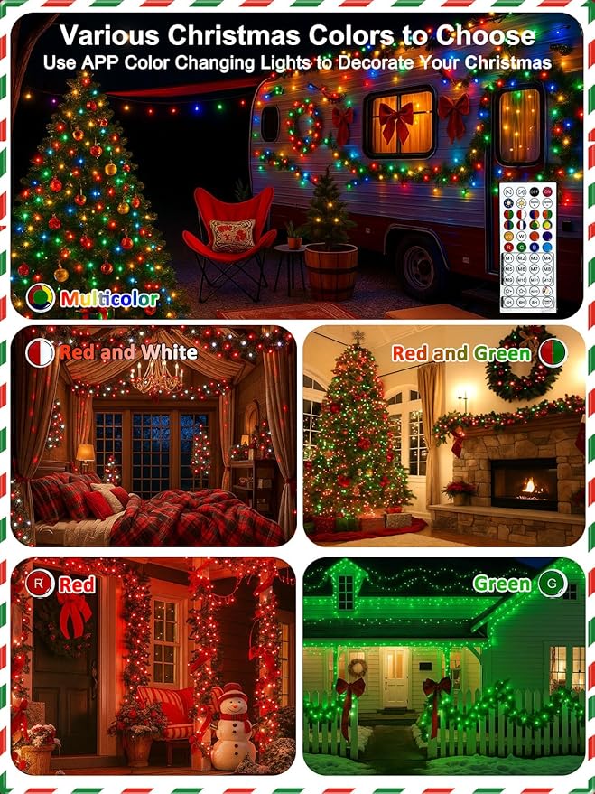 Smart Color Changing 4th of July Lights with Remote & App, 198FT 600LED Red White and Blue Twinkle Lights with Timer, RGB Patriotic Fairy String Light Waterproof Indoor Outdoor Independence Day Decor