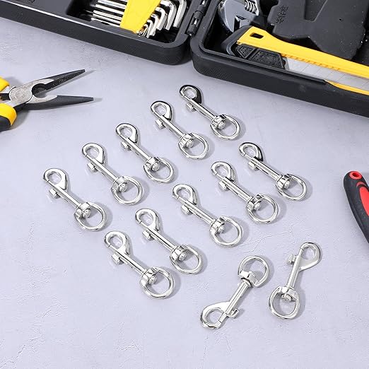 Kifmurase 50 Pcs Swivel Snap Hooks for Dog Leash, Heavy Duty 3.15 Inch Flag Clasp Single Ended Swivel Clip, Multipurpose Bolt Snap for Keychain Camera Trap Linking Pet Leash