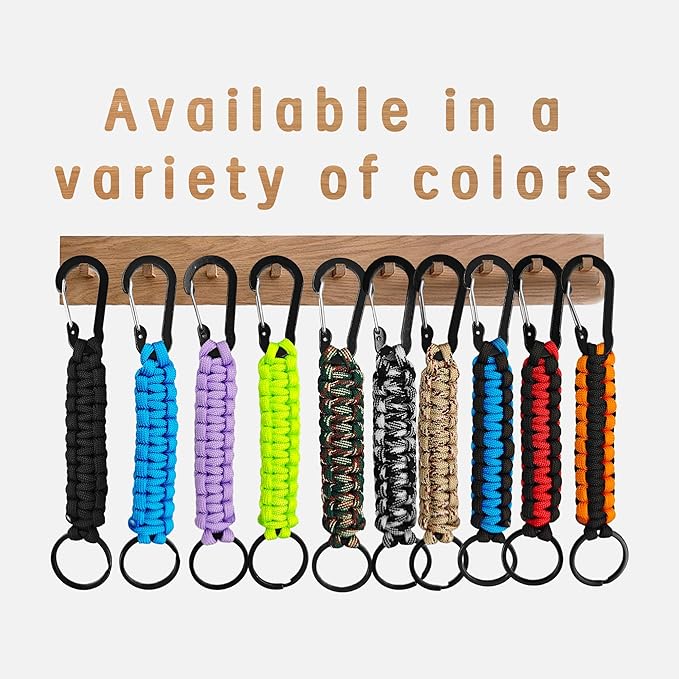 3PCS Paracord Keychain with Carabiner Clip, Braided Rope Key Chain Lanyard, Heavy Duty Paracord Keychain Ring for Men Women Outdoor Camping Hiking Backpack Survival Gear, Camo