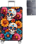 Luggage Cover Protector for 22-24 Inch Suitcases, TSA Approved Elastic Travel Suitcase Covers, Anti-Scratch Washable Luggage Sleeve for Carry On & Checked Bags, Sugar Skulls