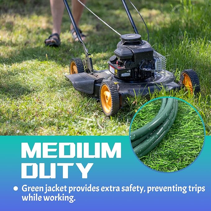 Indoor Outdoor Extension Cord 25 FT, 16/3 SJTW Weatherproof Green Electrical Cords, 13 AMP Heavy Duty 3 Prong Power Cable Great for Garden, Landscaping & Holiday Decorations