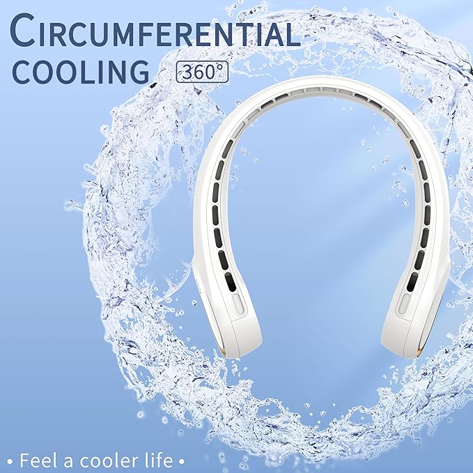 FrSara Neck Fan, Portable Personal Fan Strong Wind, 4000mAh, Air Volume,360° Cooling, No Hair Twisting, Air Volume On 2 Sides, Non-Slip, Quick Charge, Long Use Time, Birthday Gift for Women, Dad, Men